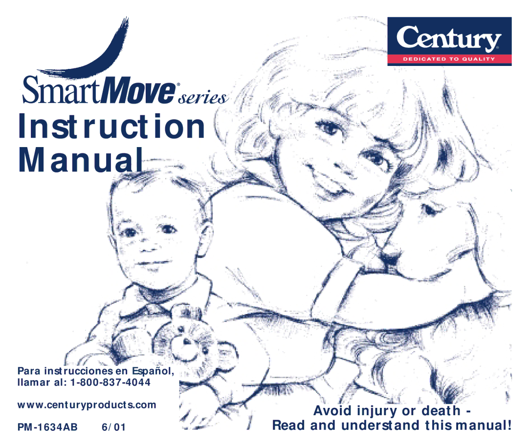 Century PM-1634AB 6/01 manual Avoid injury or death Read and understand this manual 