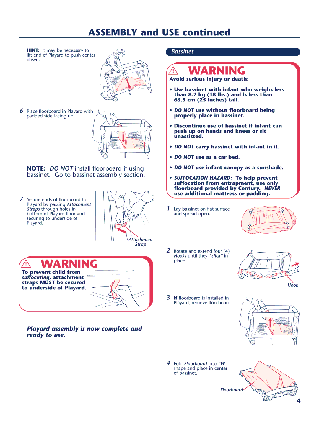 Century PM-1647AA instruction manual Bassinet 