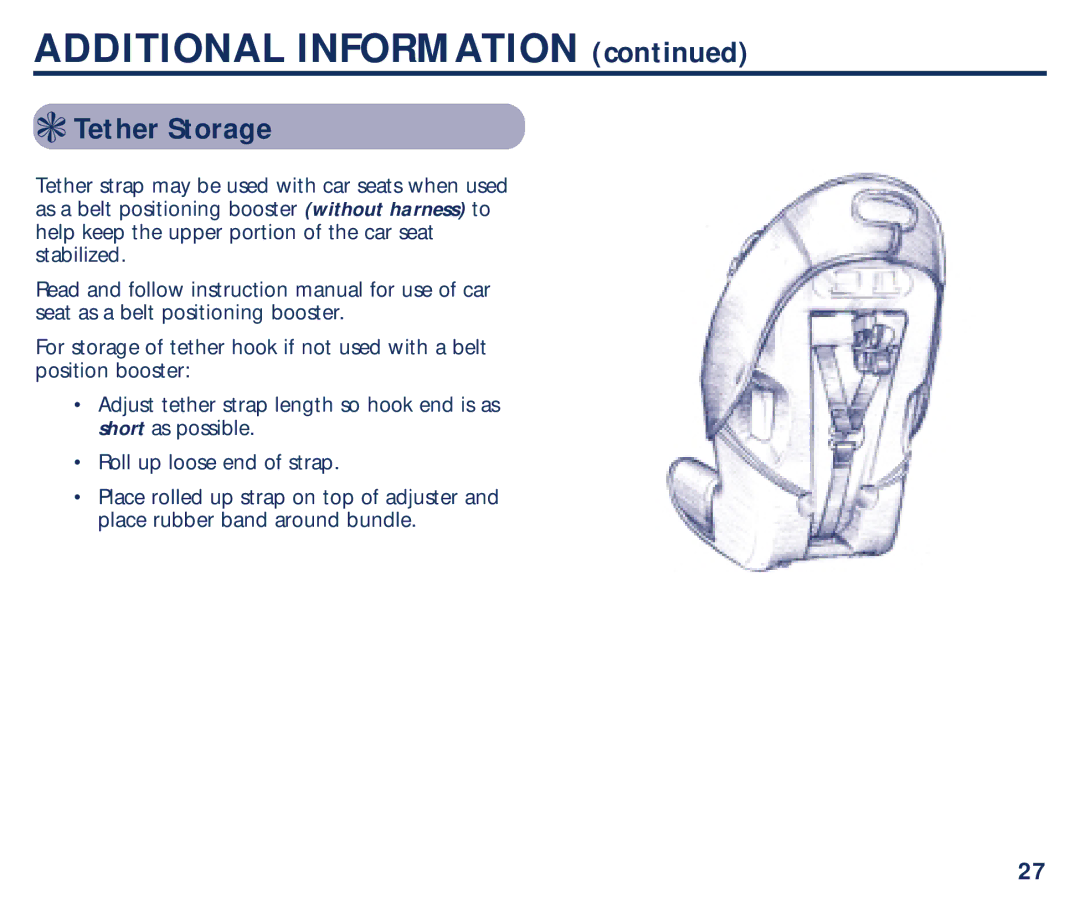 Century PM-1707AB manual Additional Information, Tether Storage 