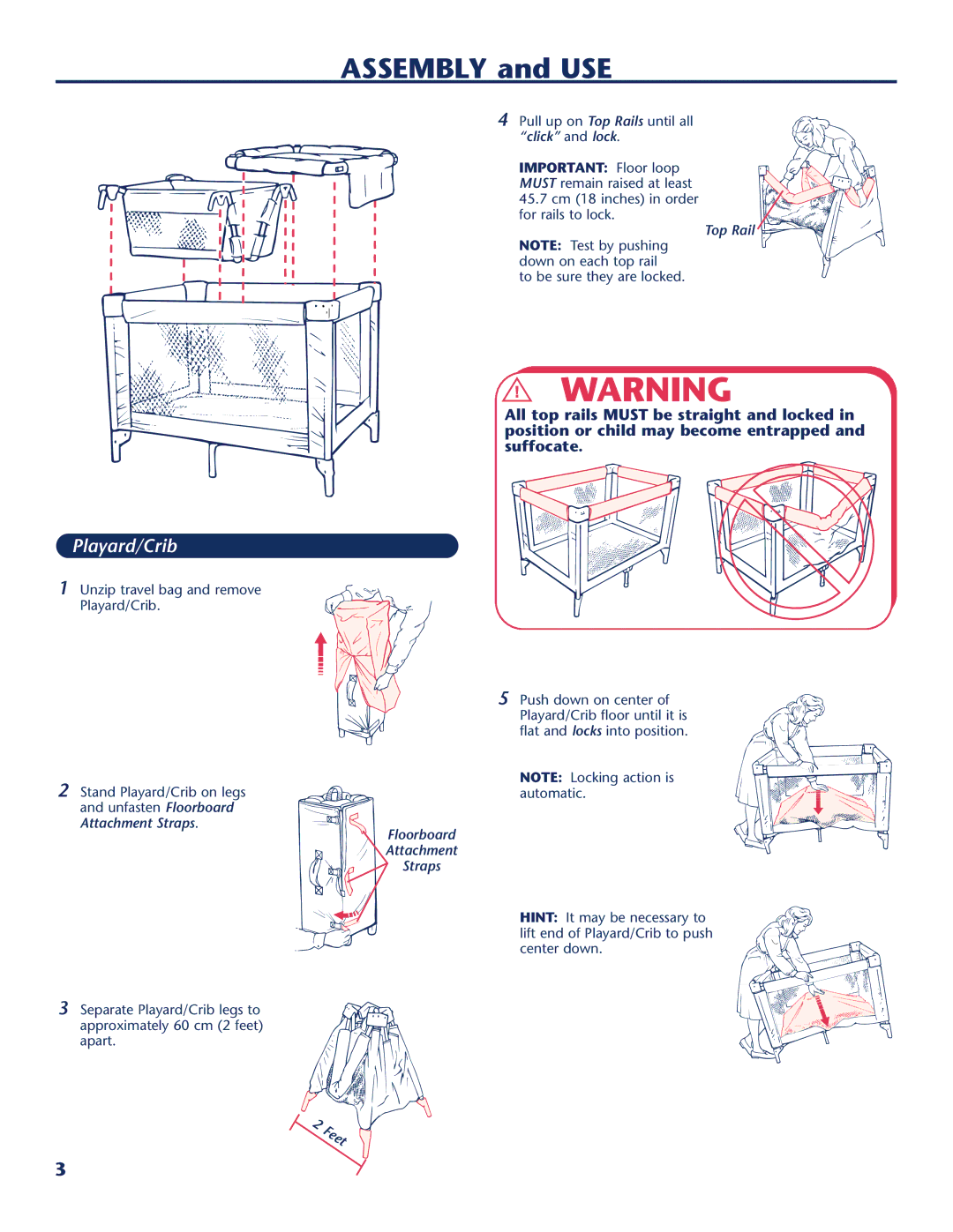 Century PM-1763AA instruction manual Playard/Crib, Top Rail, Attachment Straps 