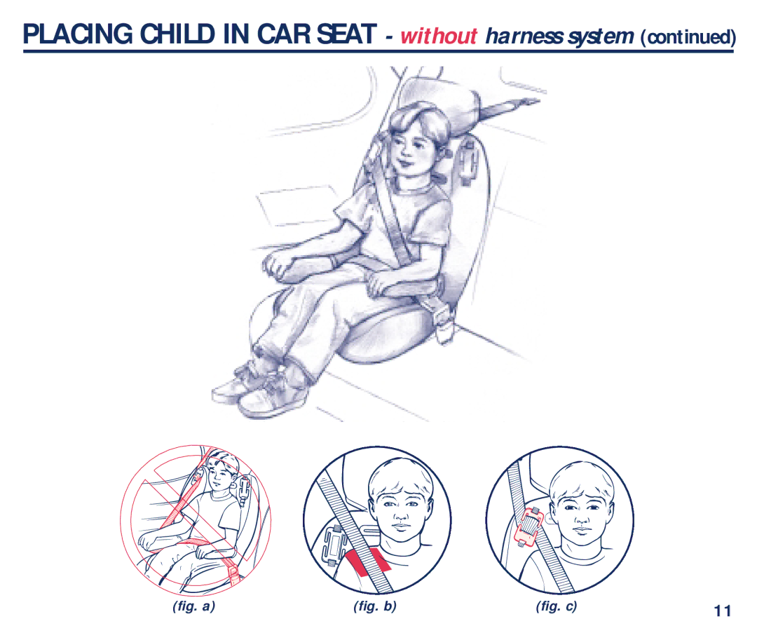 Century PM-1863AB manual Placing Child in CAR Seat without harness system 