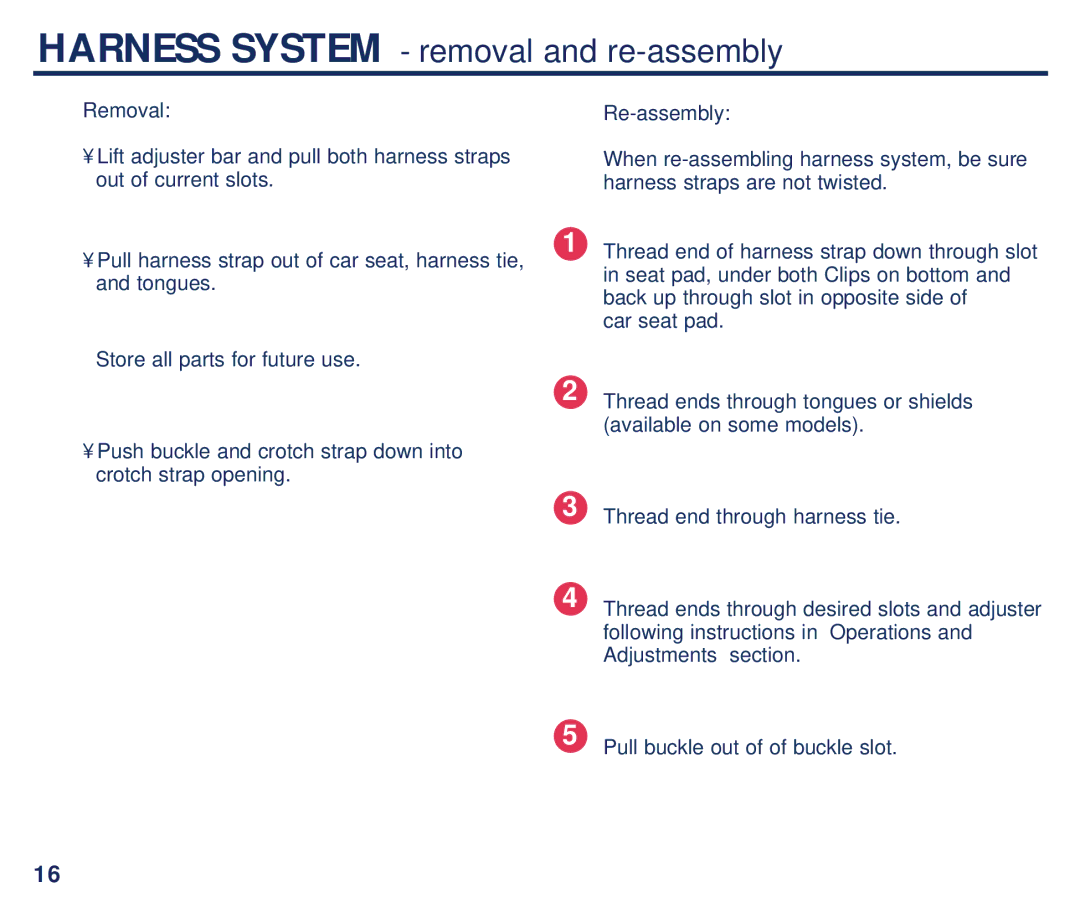 Century PM-1863AB manual Harness System removal and re-assembly, Removal 