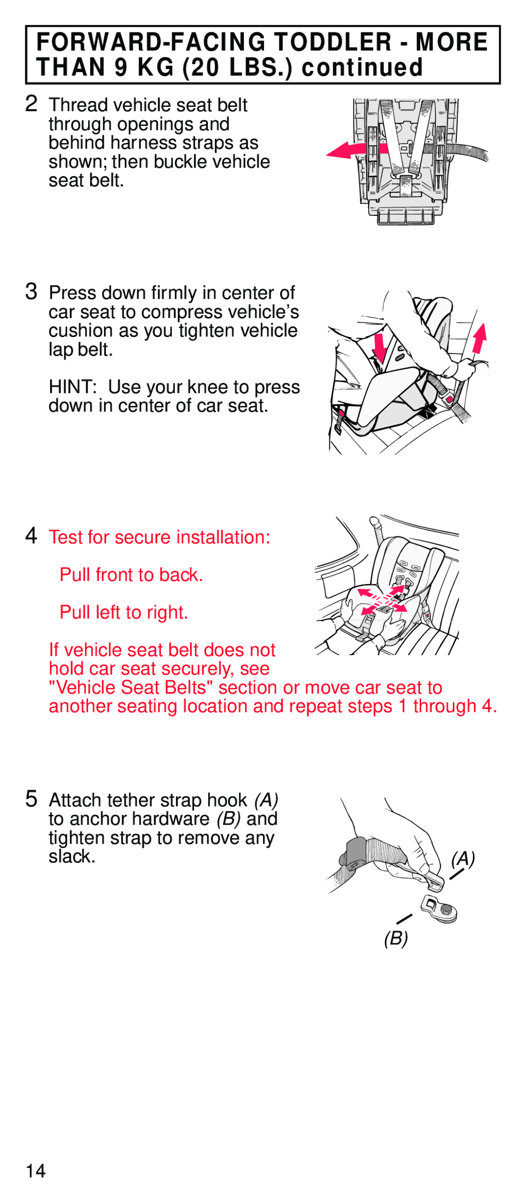 Century STE instruction manual FORWARD-FACING Toddler More than 9 KG 20 LBS 