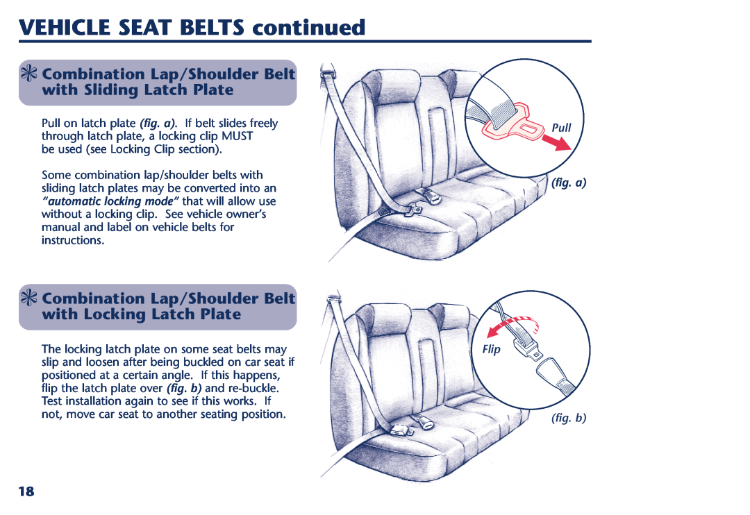 Century Travel SolutionsTM Plus manual Combination Lap/Shoulder Belt with Sliding Latch Plate, VEHICLE SEAT BELTS continued 