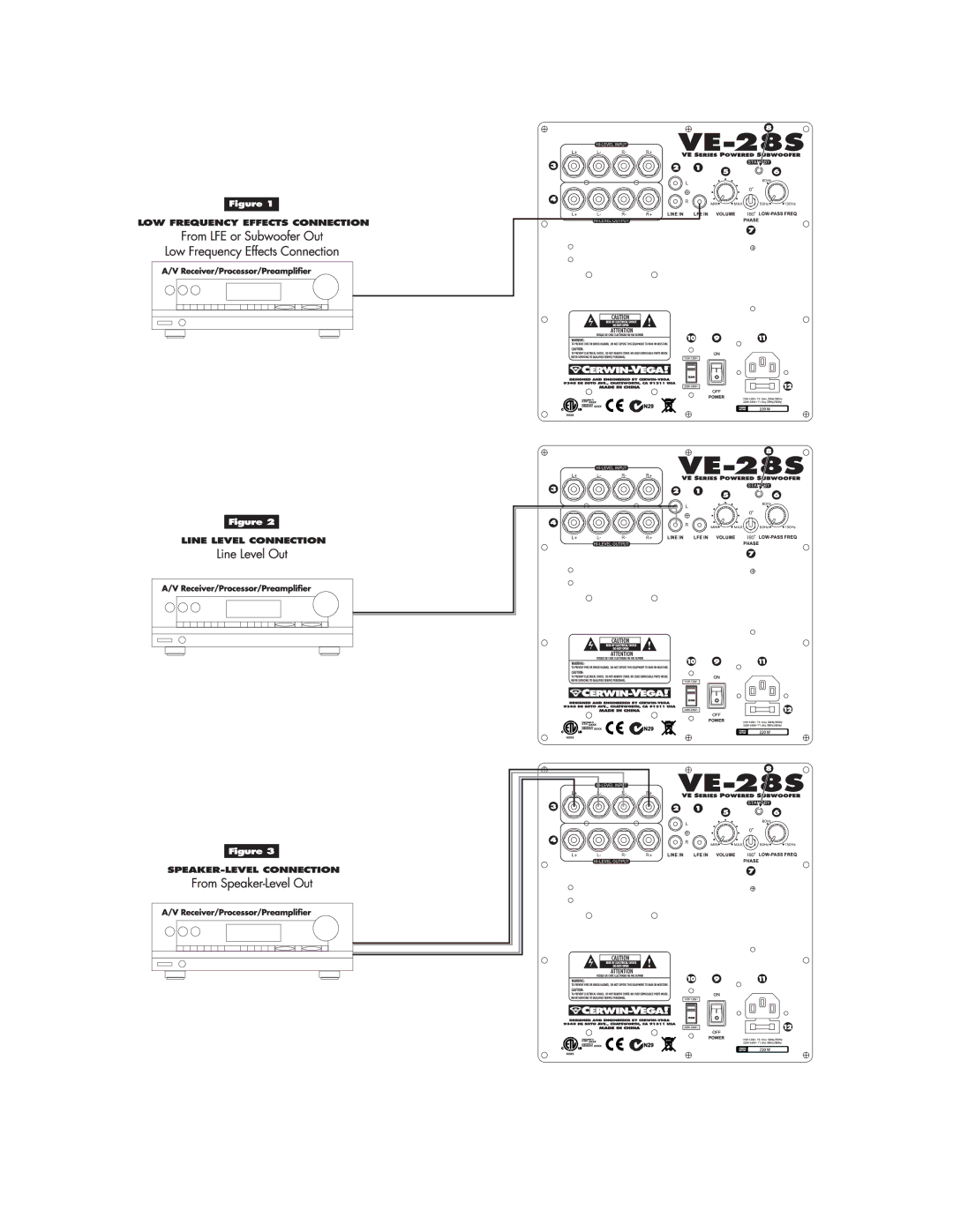 Cerwin-Vega VE-8F, 15, VE-285, HED-8, V-5C, V-5M, CVT-12 manual 