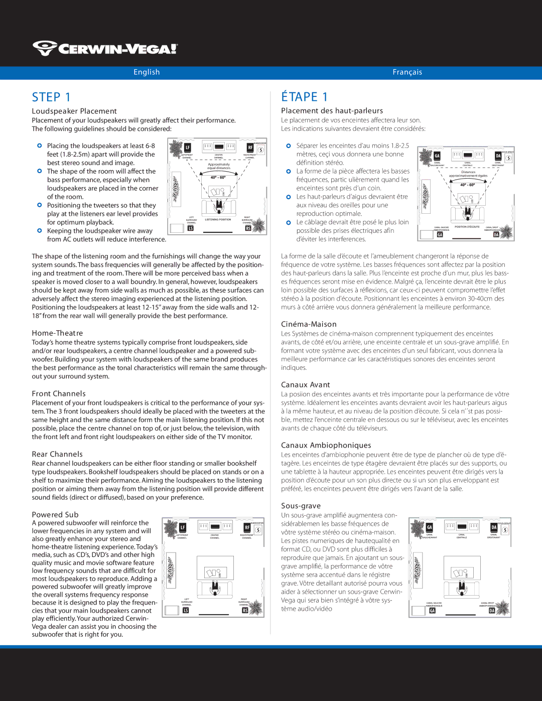 Cerwin-Vega CMX26, CMX5, CMX210, CMX28, CMX212, CMX-25C, CMX6, CMX45C owner manual Step, Étape 