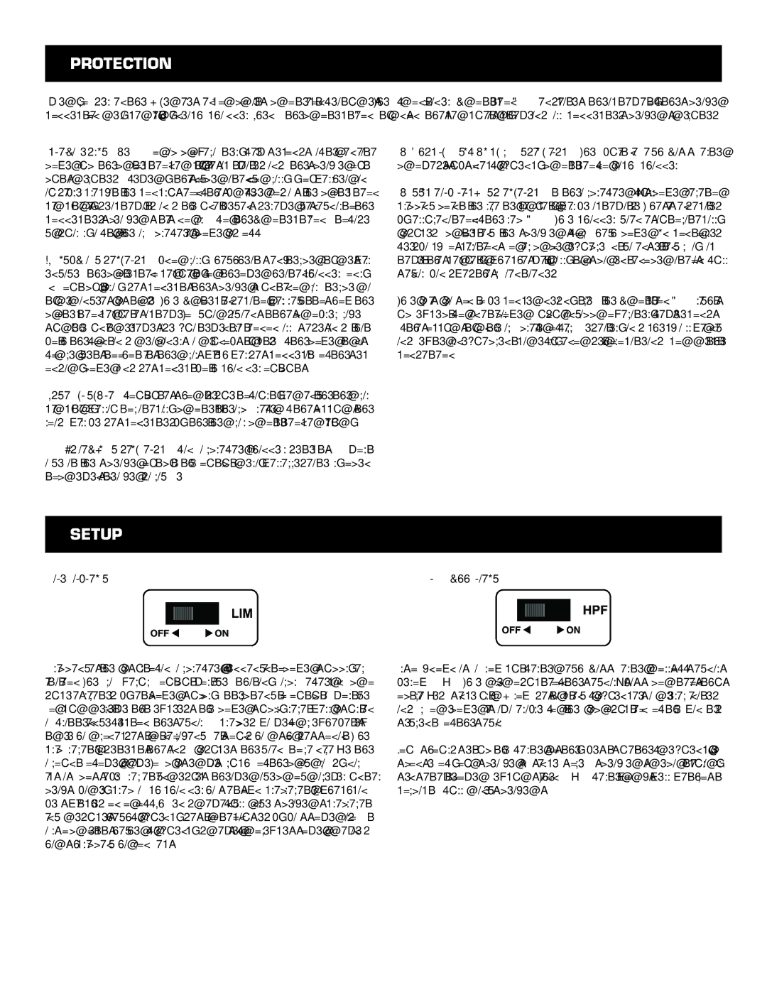 Cerwin-Vega CV-2800, CV-900, CV-1800 user manual Protection, Setup, Clip limiter HPF Hi-Pass Filter 