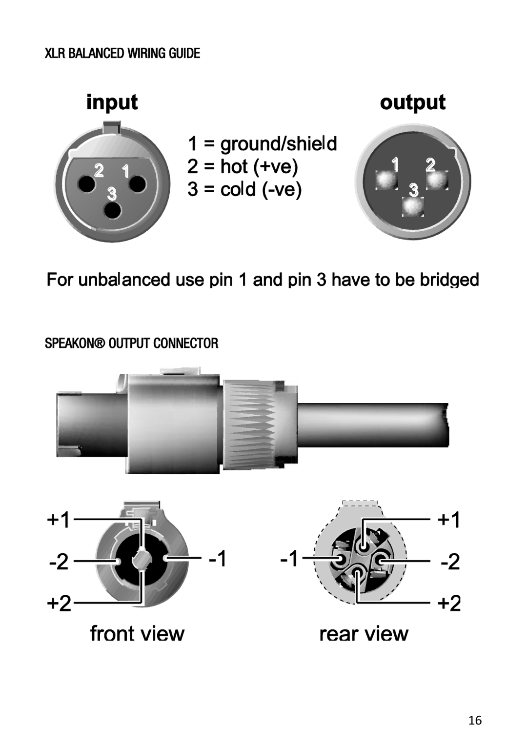 Cerwin-Vega CV-5000 user manual XLR Balanced Wiring Guide Speakon Output Connector 