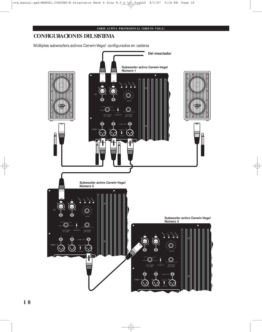 Cerwin-Vega CVA-118, CVA-121 manual Subwoofer activo Cerwin-Vega Número 