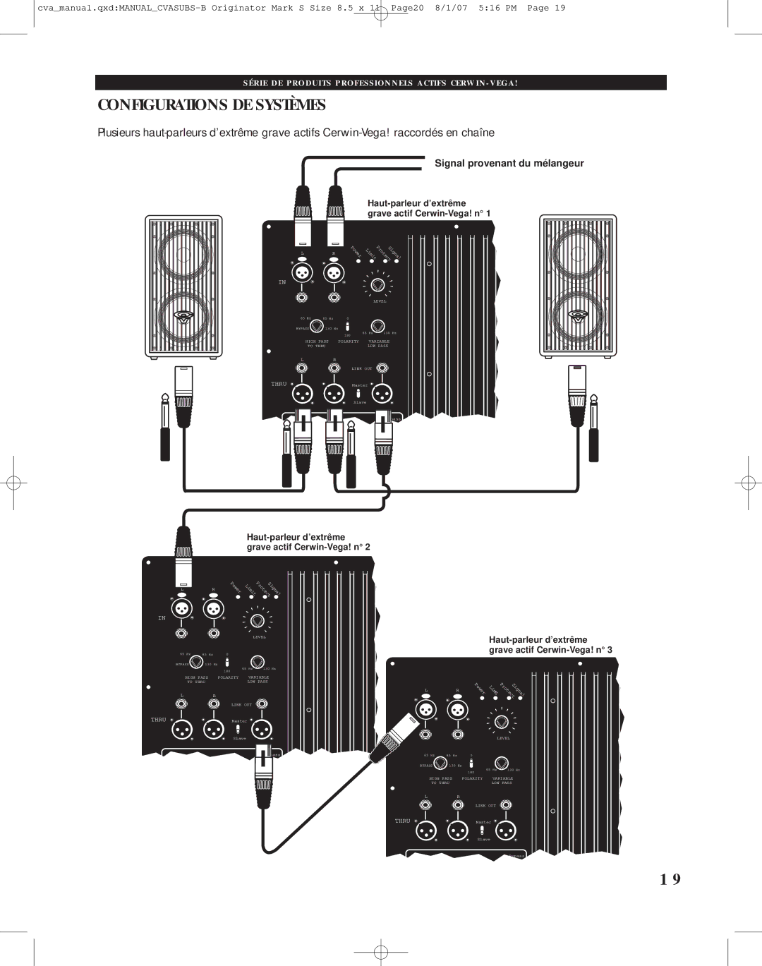 Cerwin-Vega CVA-121, CVA-118 manual Haut-parleur d’extrême grave actif Cerwin-Vega! n, Wer Limit Sig 