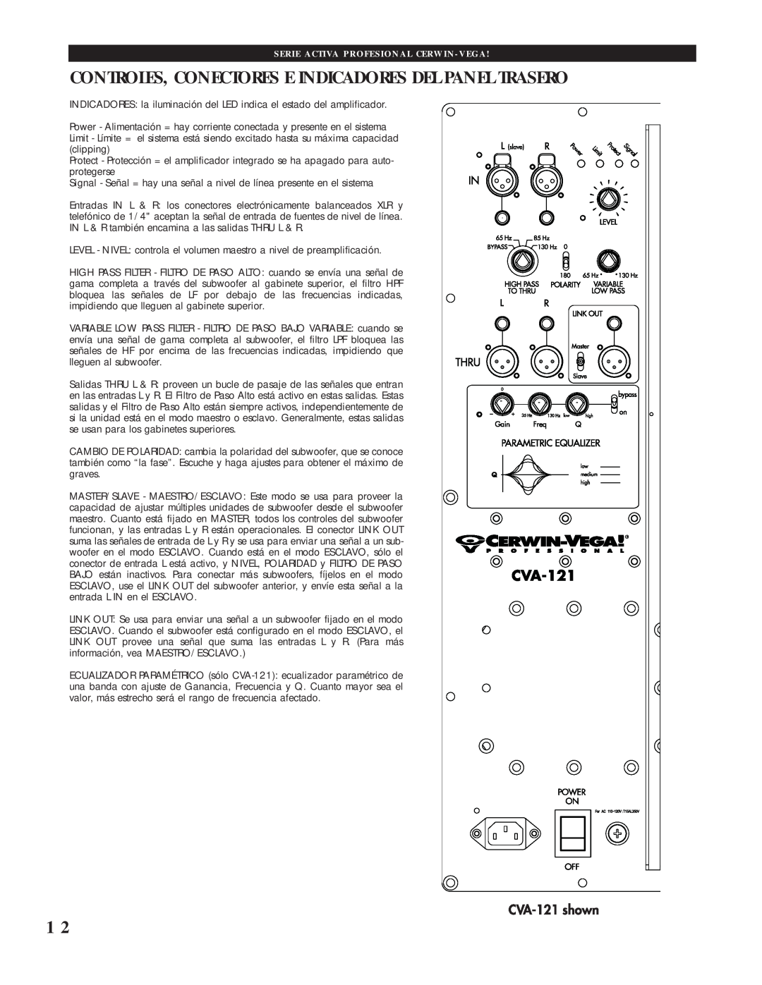 Cerwin-Vega CVA-118, CVA-121 manual 