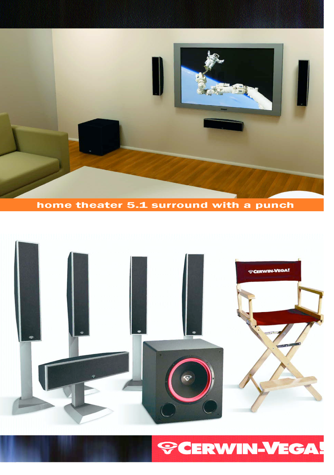 Cerwin-Vega CVHD Series manual Home theater 5.1 surround with a punch 