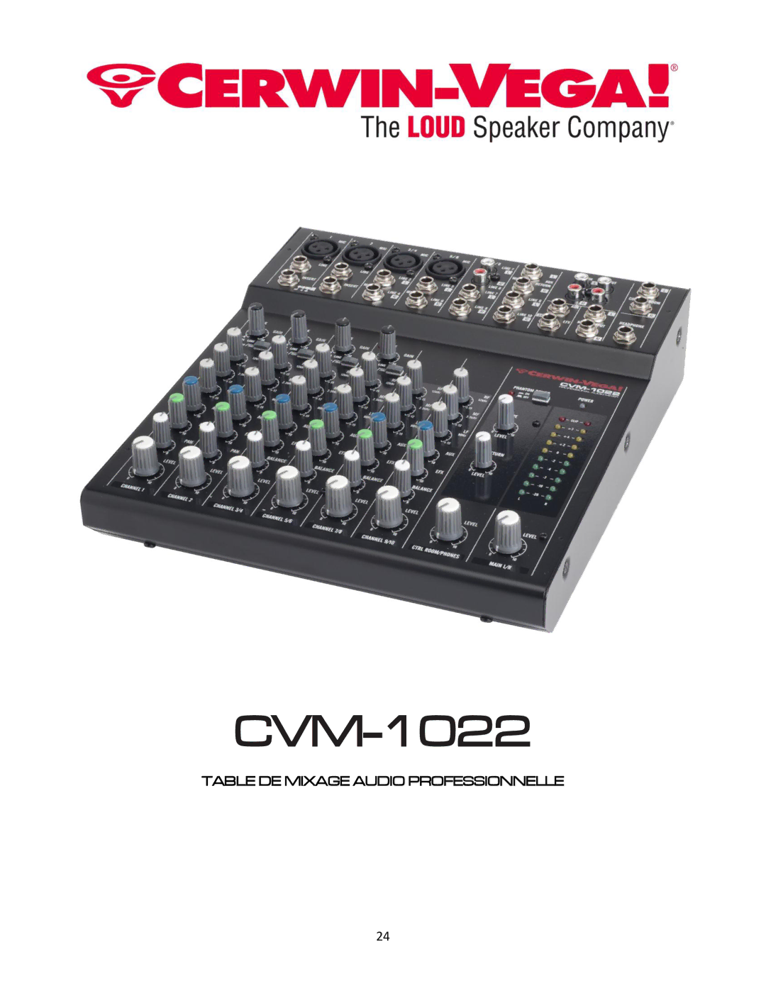 Cerwin-Vega CVM-1022 manual Table DE Mixage Audio Professionnelle 