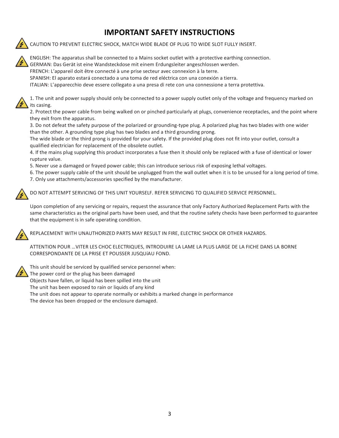 Cerwin-Vega CVM-1022 manual Important Safety Instructions 