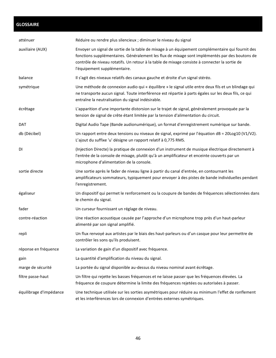 Cerwin-Vega CVM-1022 manual Glossaire, Dat 