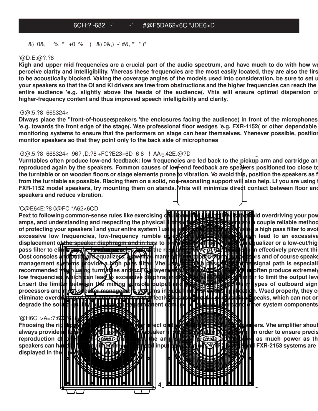 Cerwin-Vega CVP-1152, CVP-2153 manual Avoiding Feedback, Protecting Your Speakers, Power Amplifier Selection 