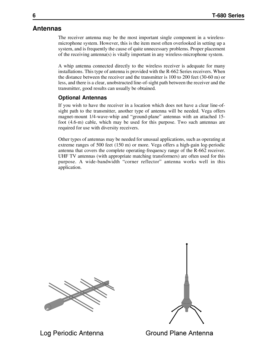 Cerwin-Vega T-680, UHF pro-plus wireless microphone owner manual Optional Antennas 