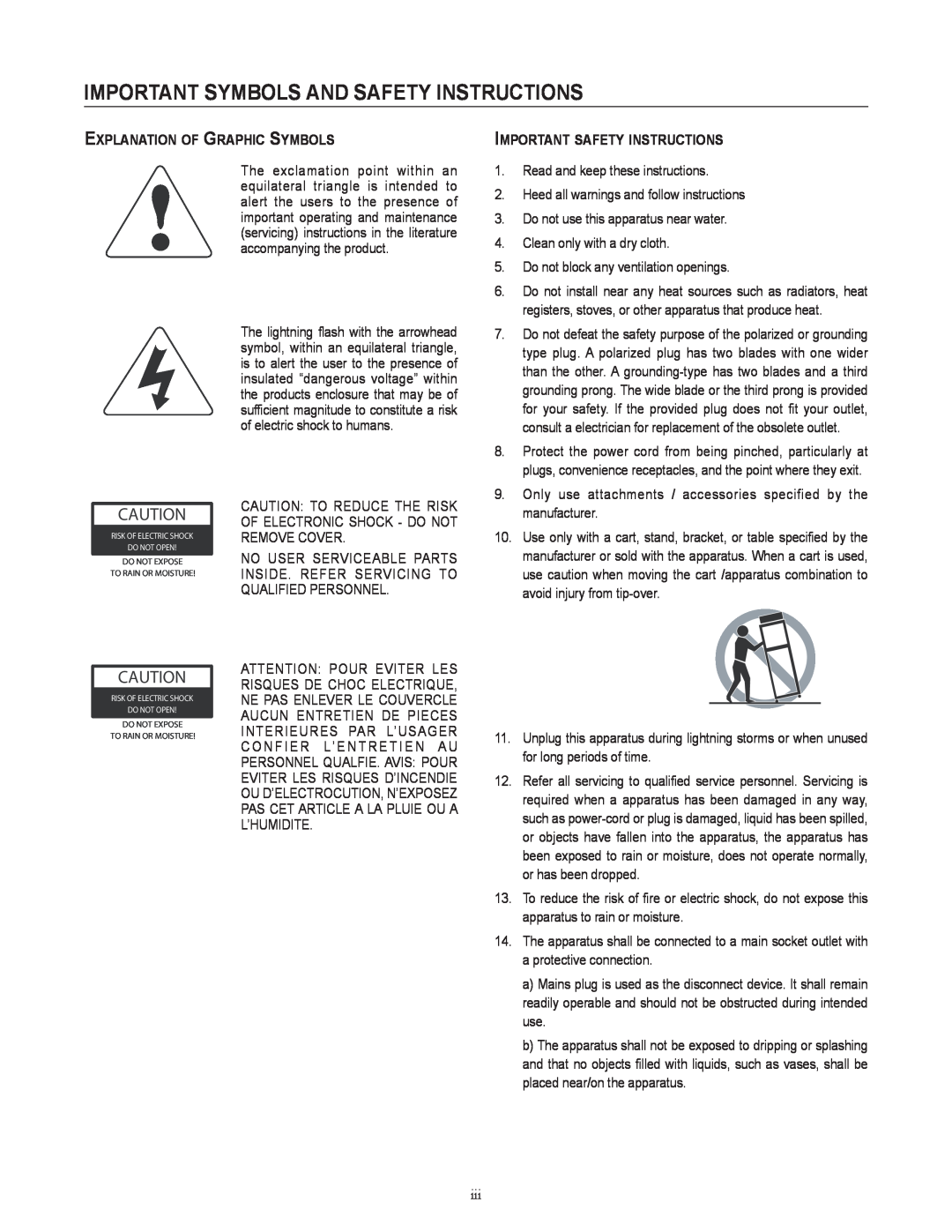 Cerwin-Vega XLS-12S, XLS-15S user manual important symbols and safety instructions, Explanation of Graphic Symbols 