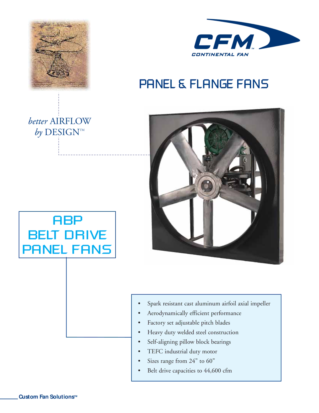 CFM ABP-48, ABP-0905, ABP-30, ABP-36, ABP-54, ABP-42, ABP-24, ABP-60 manual Panel & Flange Fans 