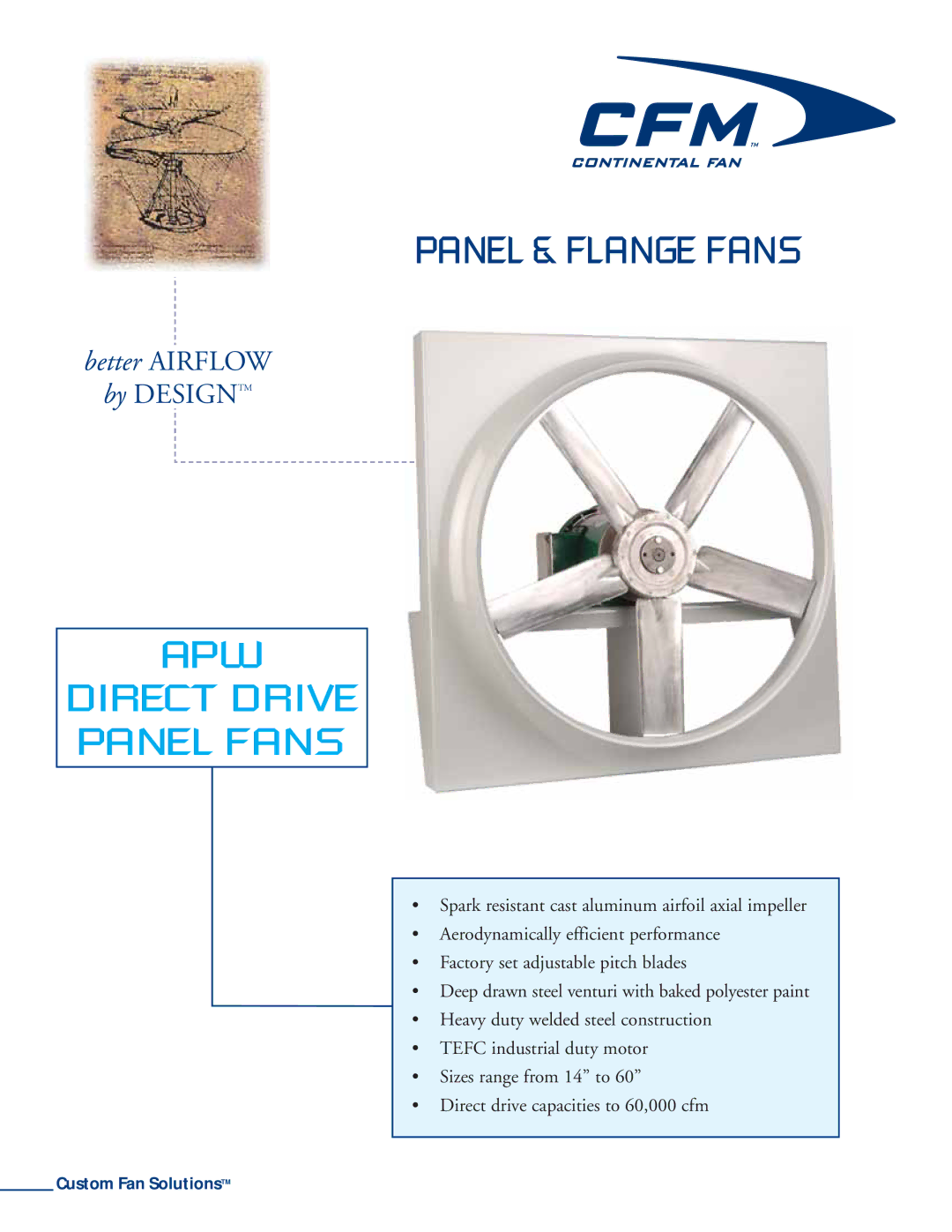 CFM APW-21, APW-60, APW-54, APW-14, APW-36, APW-27, APW-24, APW-30, APW-16, APW-42, APW-18, APW-48 manual Panel & Flange Fans 