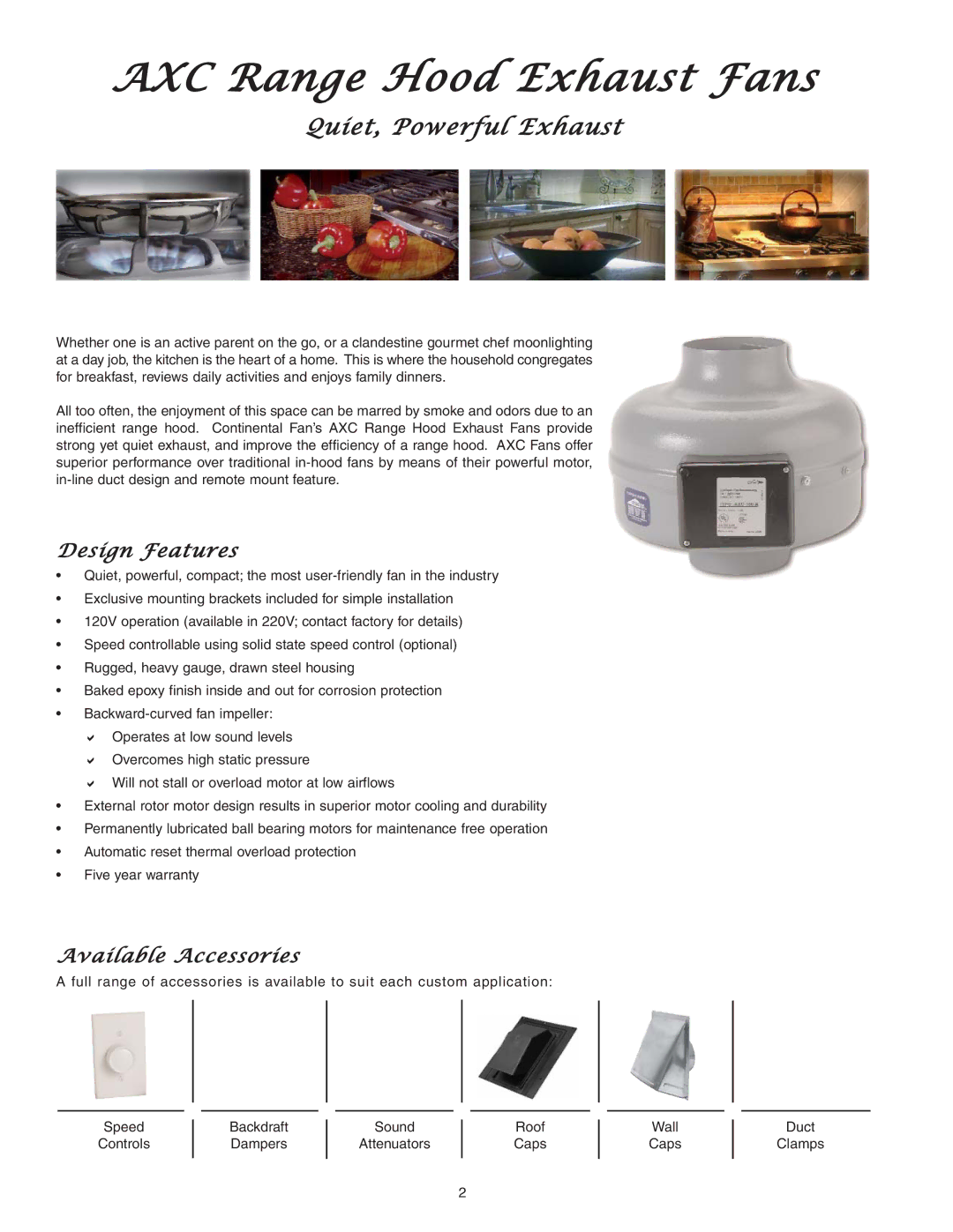 CFM AXC355A, AXC355B, AXCAXC, 167193, AXC125B manual Design Features, Available Accessories 