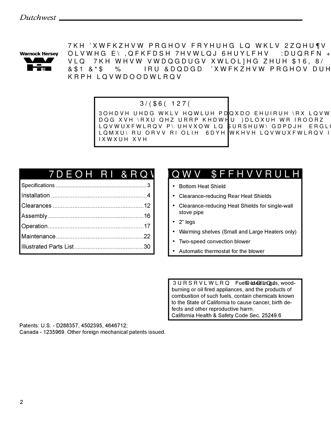 CFM Corporation 2461, 2462, 2460 manual Accessories, Table of Contents 