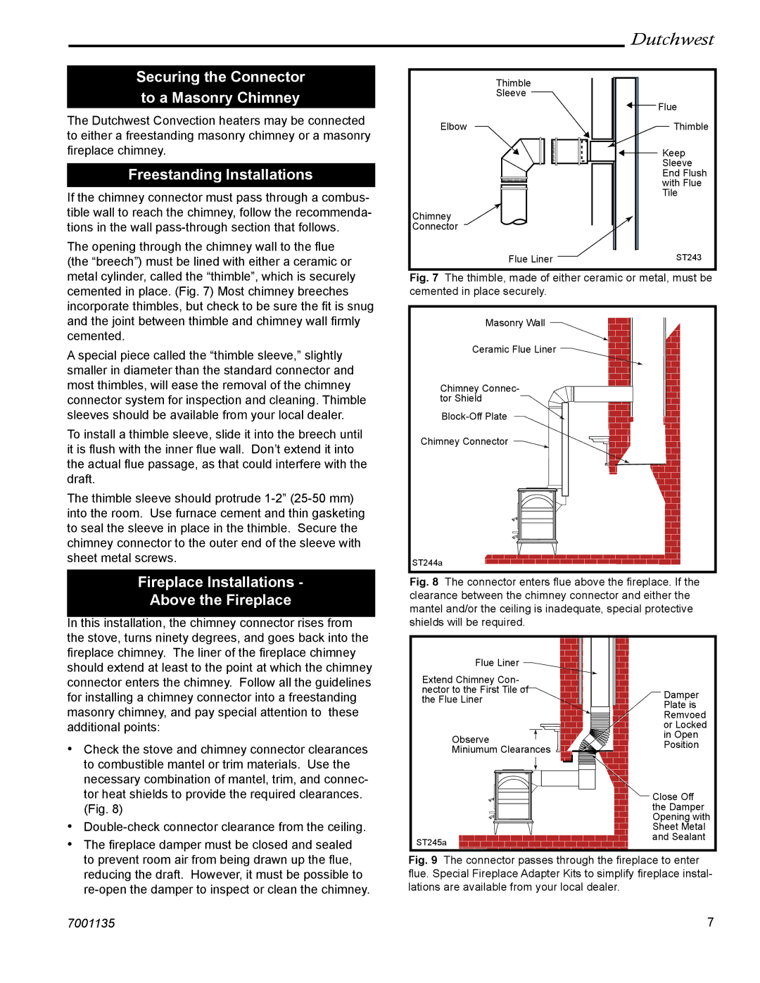 CFM Corporation 2460, 2462, 2461 manual Securing the Connector to a Masonry Chimney, Freestanding Installations 