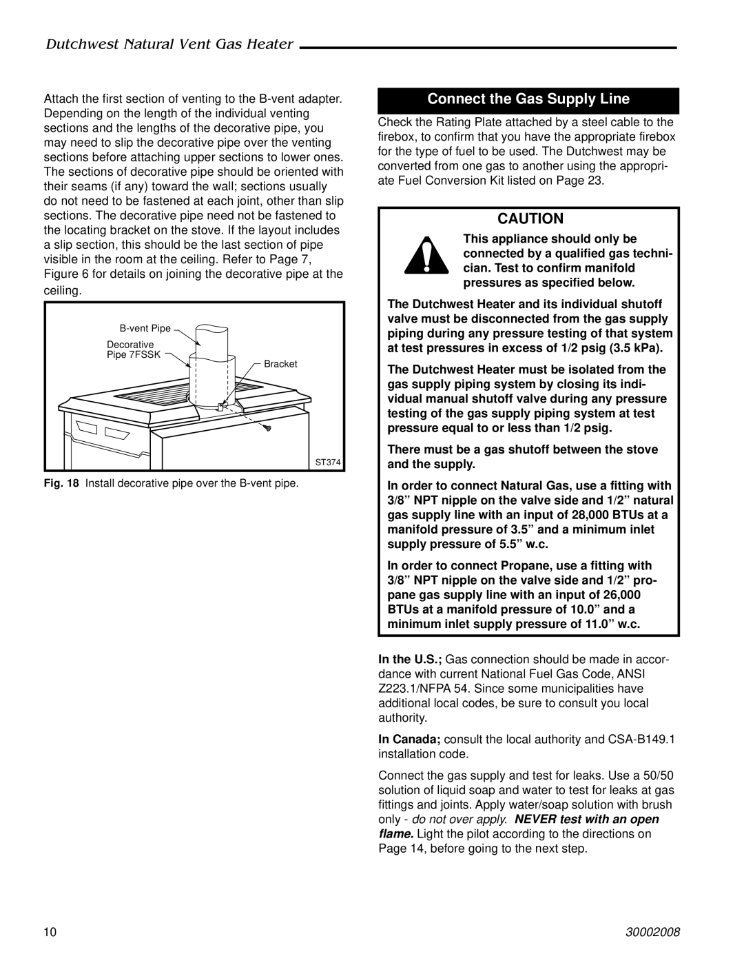 CFM Corporation 2467, 2468 manual Connect the Gas Supply Line 