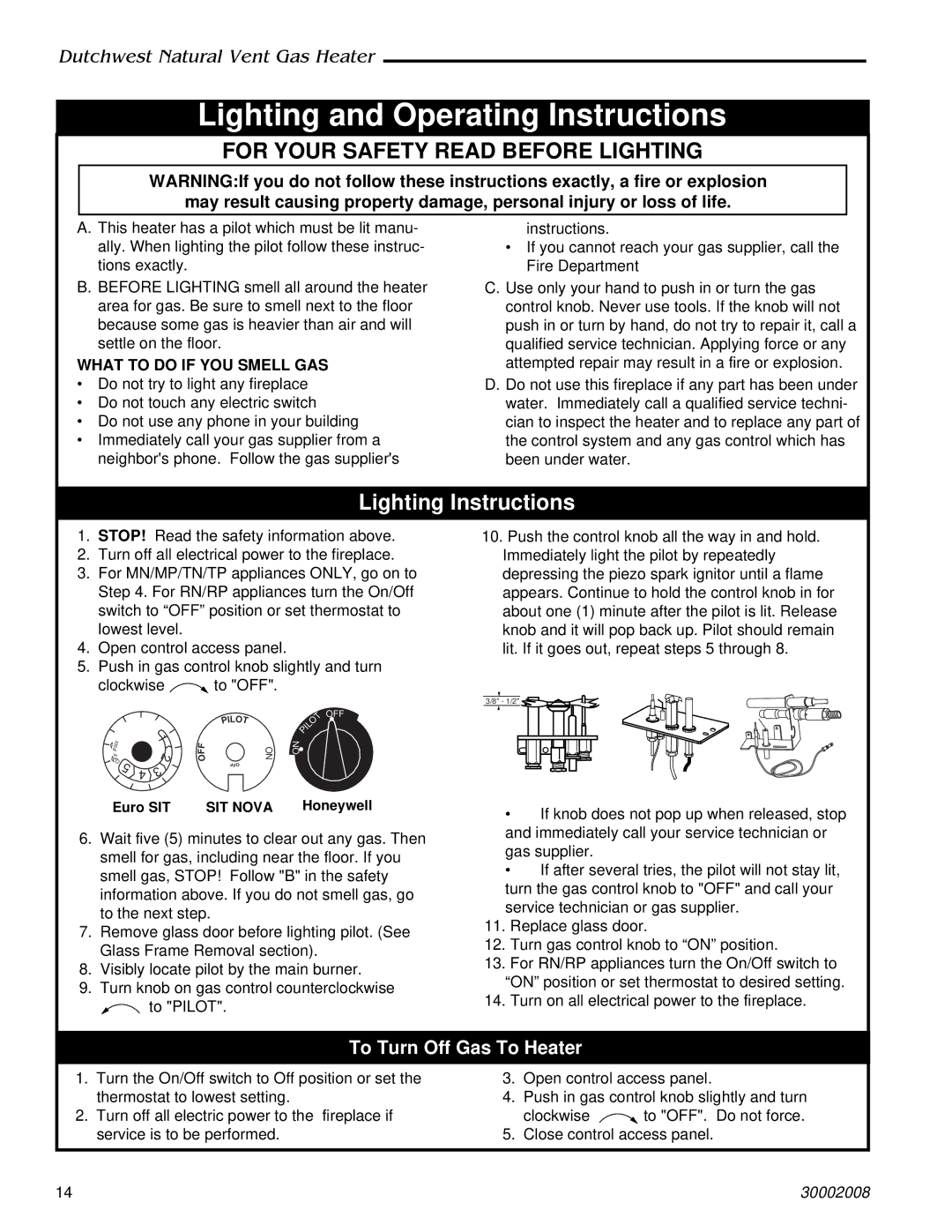 CFM Corporation 2467, 2468 manual To Turn Off Gas To Heater, What to do if YOU Smell GAS 