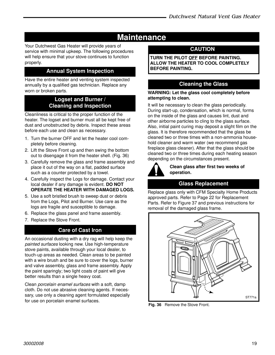 CFM Corporation 2467, 2468 manual Maintenance 