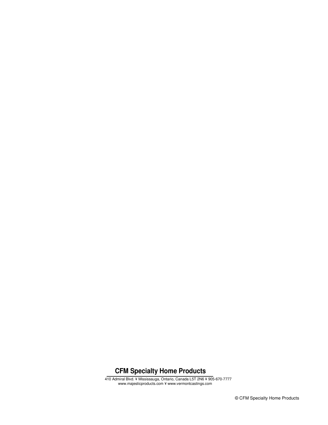 CFM Corporation 2467, 2468 manual CFM Specialty Home Products 