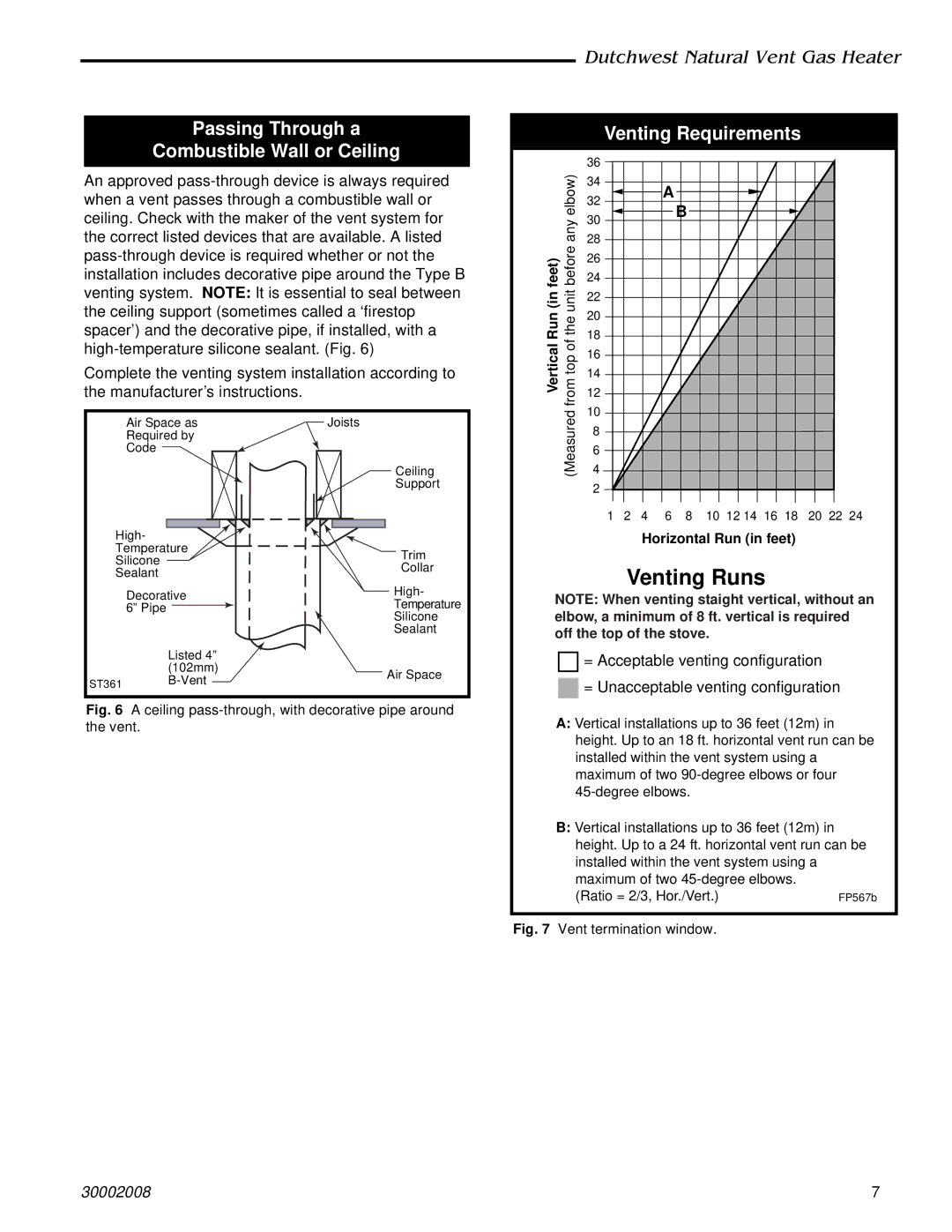 CFM Corporation 2467, 2468 manual Passing Through a Combustible Wall or Ceiling, Venting Requirements 