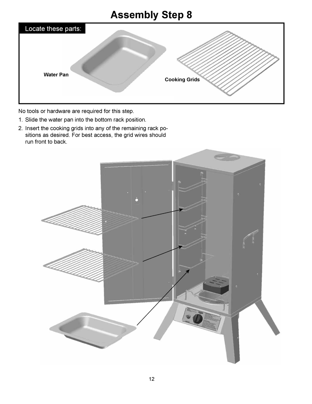 CFM Corporation 3405BG owner manual Water Pan Cooking Grids 