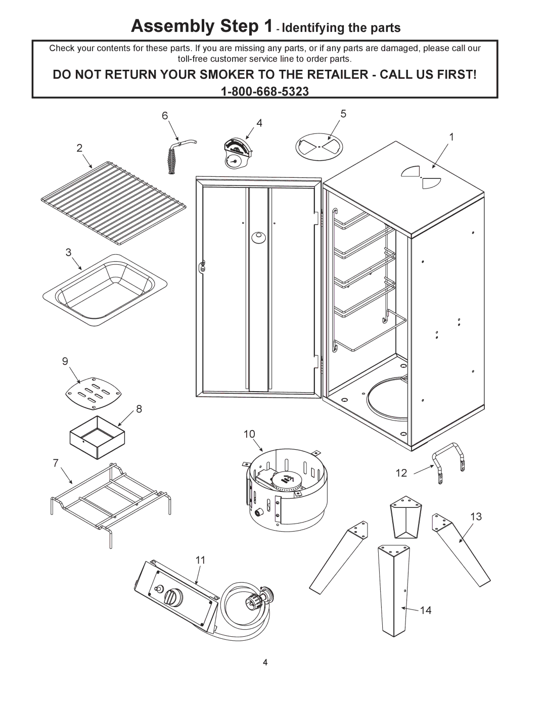 CFM Corporation 3405BG owner manual Do not Return Your Smoker to the Retailer Call US First 