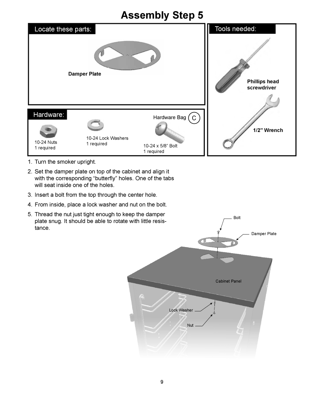 CFM Corporation 3405BG owner manual Damper Plate 