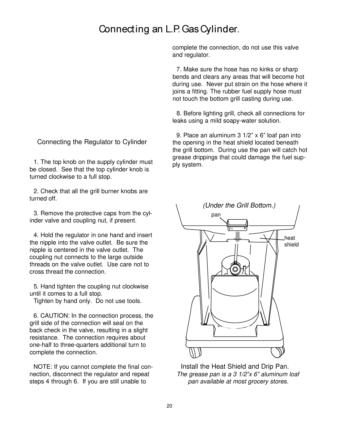 CFM Corporation 7000 owner manual Connecting an L.P. Gas Cylinder, Connecting the Regulator to Cylinder 