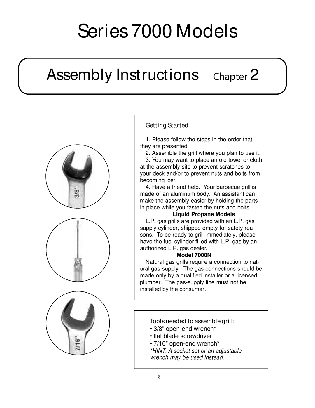 CFM Corporation 7000 owner manual Assembly Instructions Chapter 