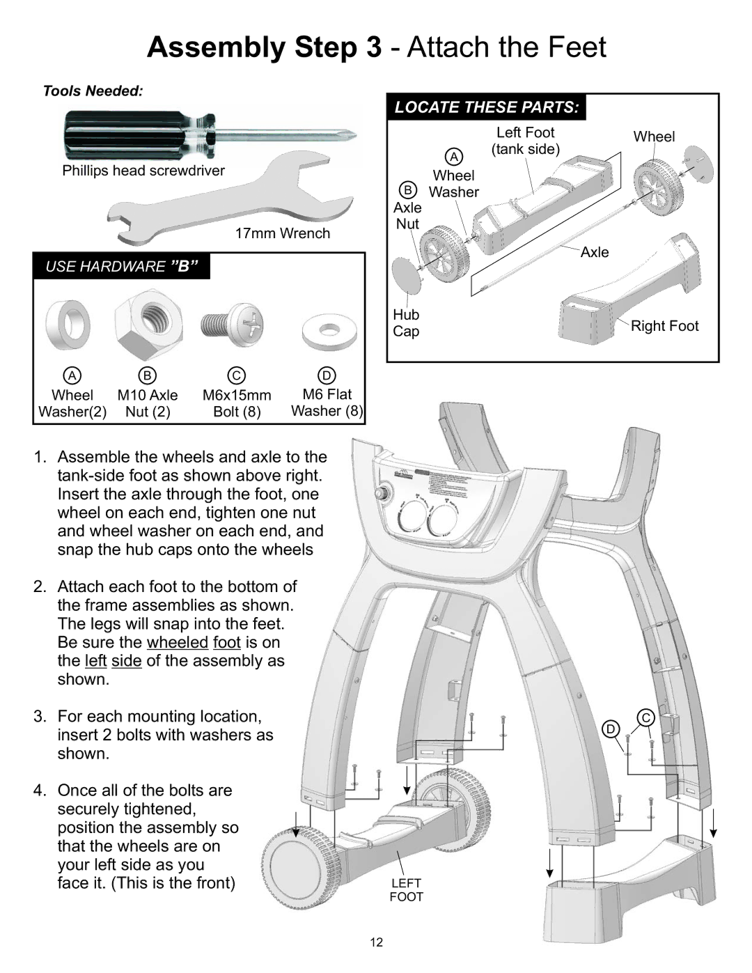 CFM Corporation A053041 owner manual Assembly Attach the Feet 