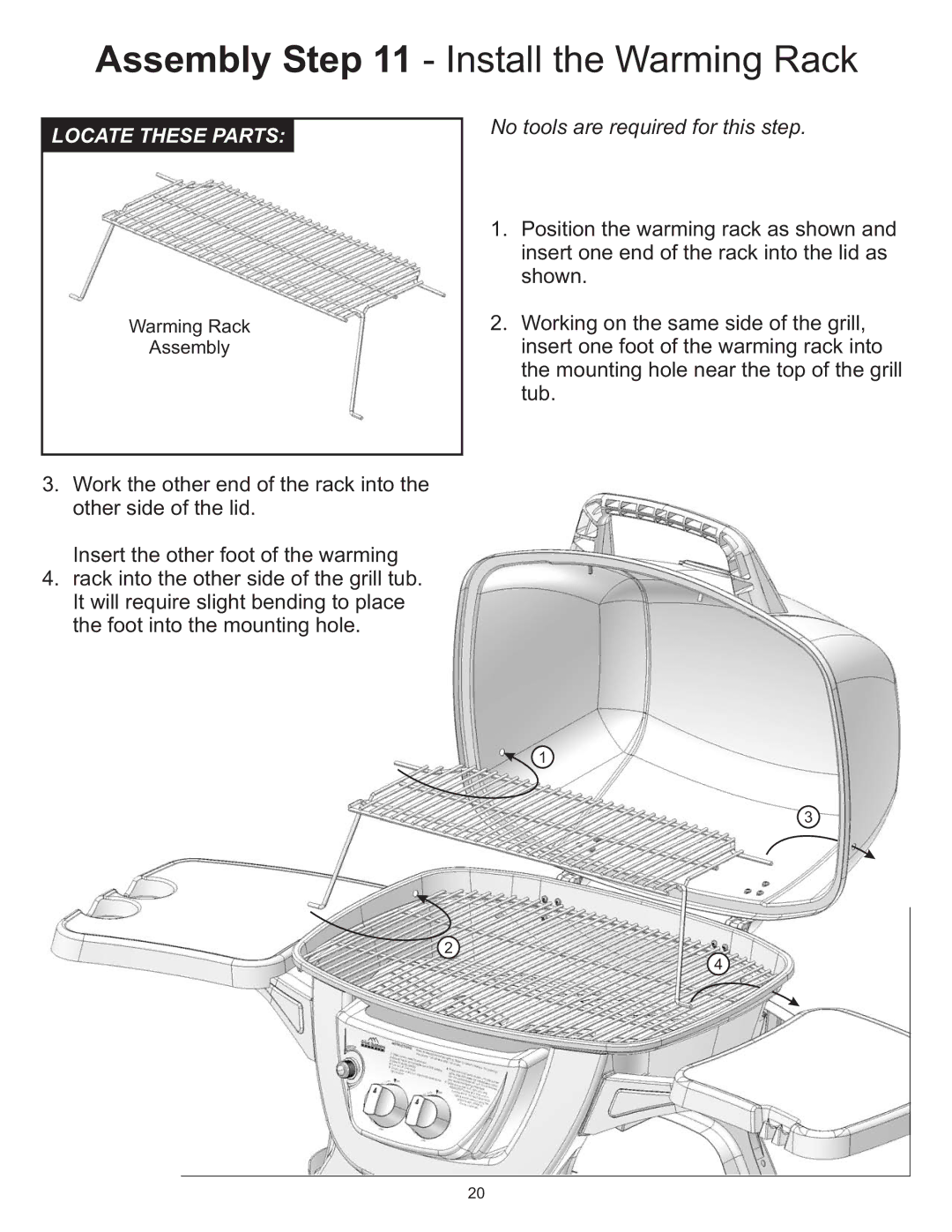 CFM Corporation A053041 owner manual Assembly Install the Warming Rack 