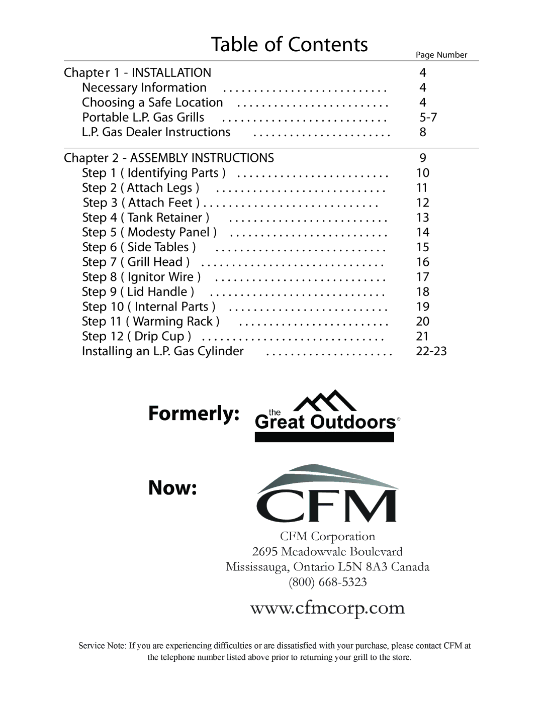 CFM Corporation A053041 owner manual Table of Contents, Formerly Now 