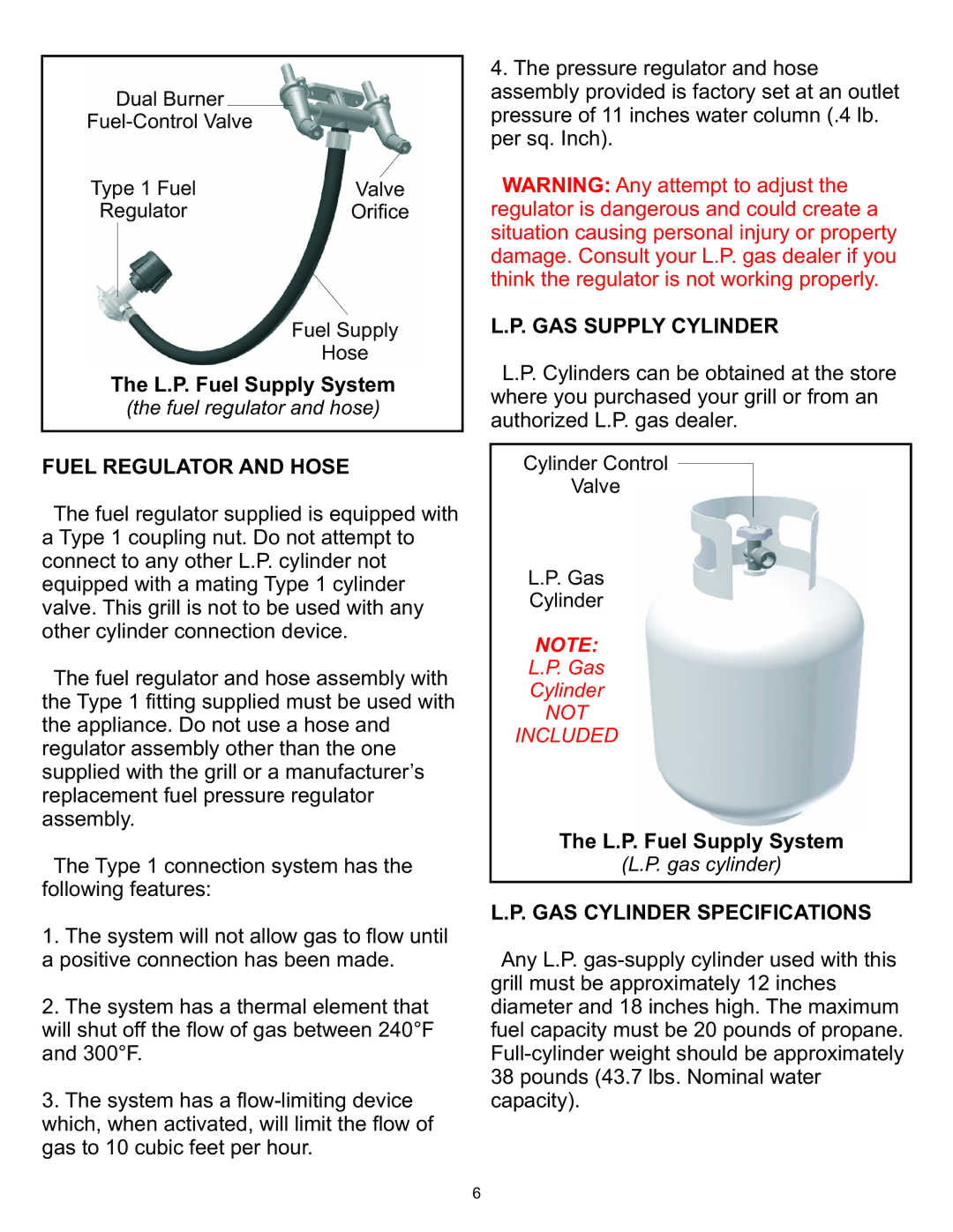 CFM Corporation A053041 owner manual Fuel Regulator and Hose 