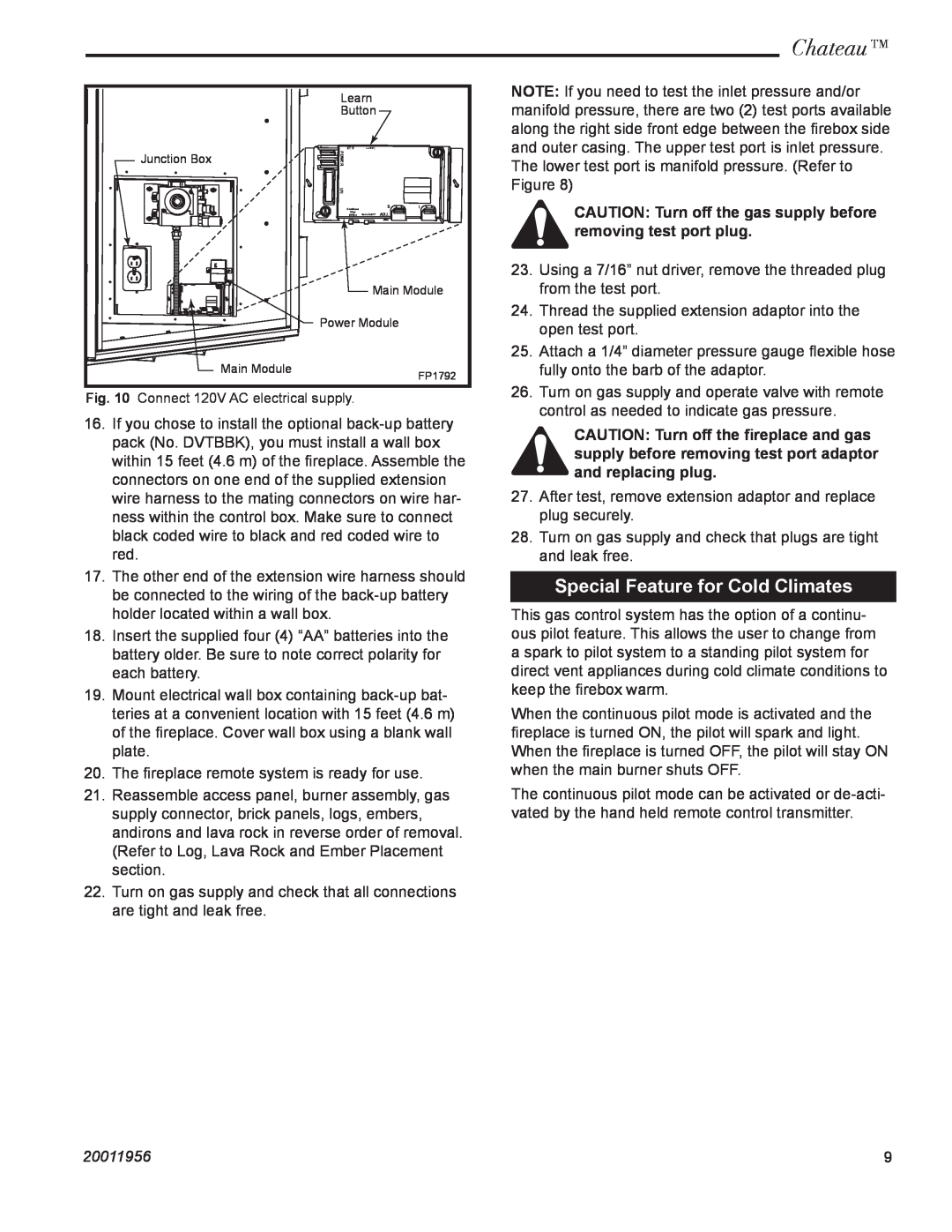 CFM Corporation DVT38IN, DVT44IN installation instructions Special Feature for Cold Climates, Chateau, 20011956 