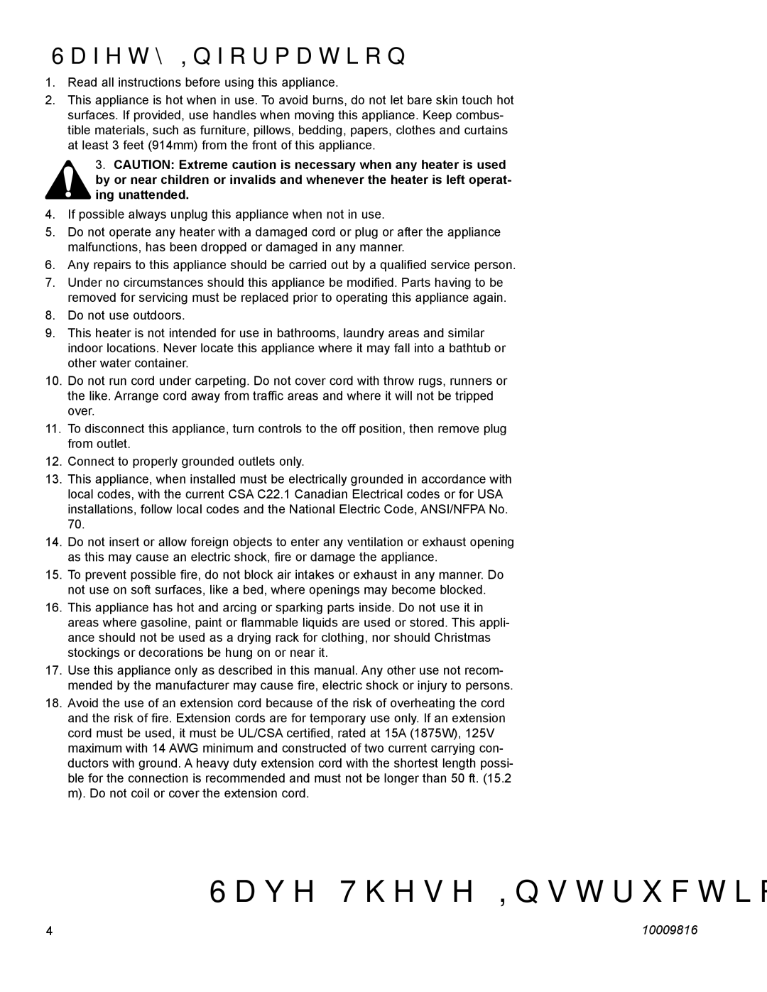 CFM Corporation EF33, EF36, EF22, EF26FG manual Safety Information, Ing unattended 