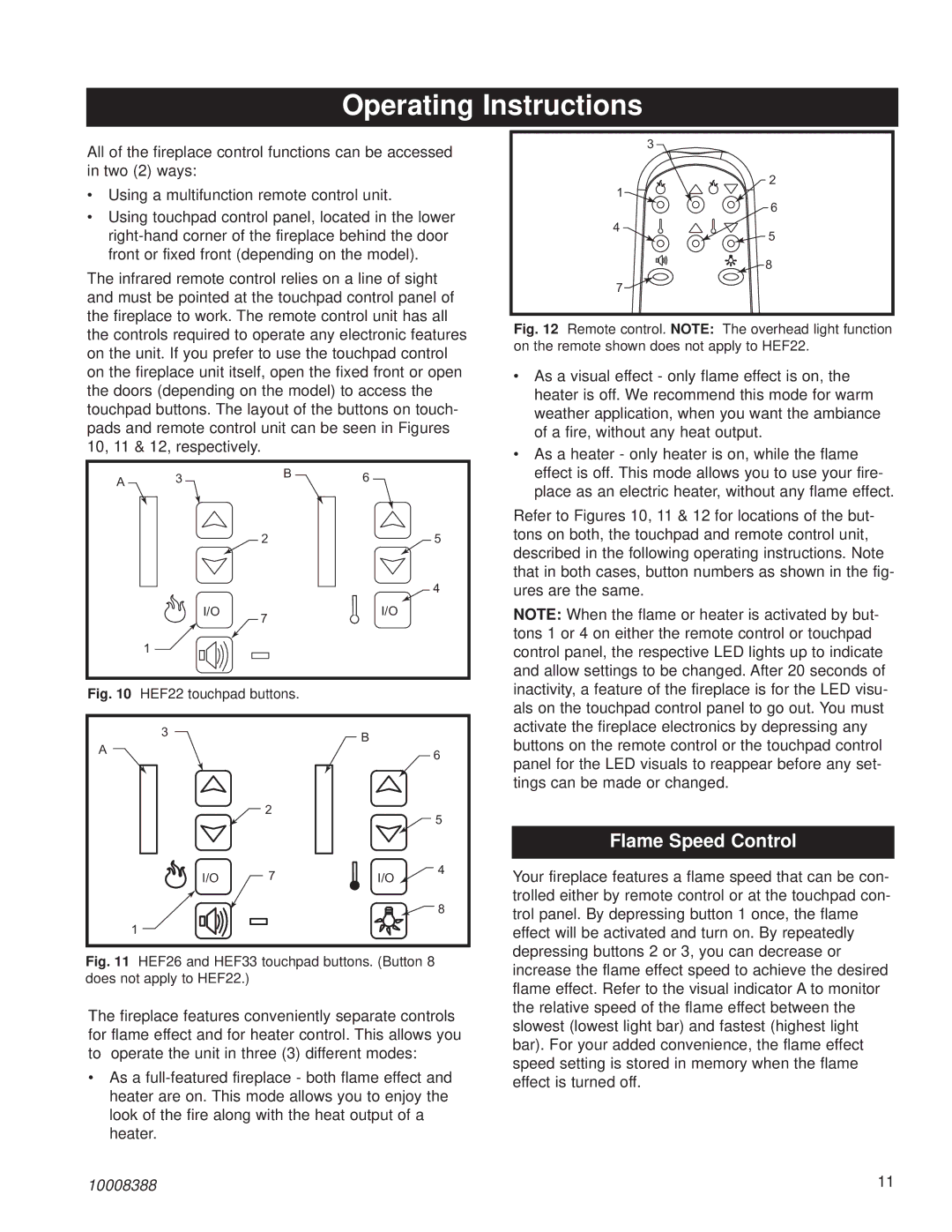 CFM Corporation HEF22 installation instructions Operating Instructions, Flame Speed Control 