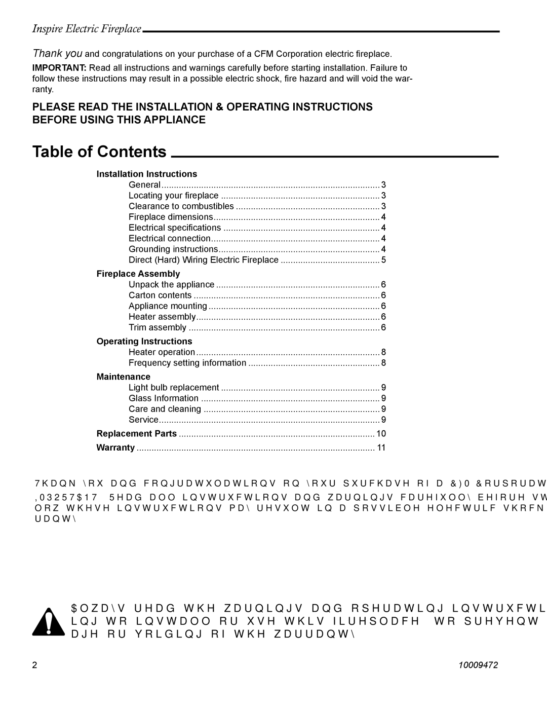 CFM Corporation ICVCEFP01 manual Table of Contents 