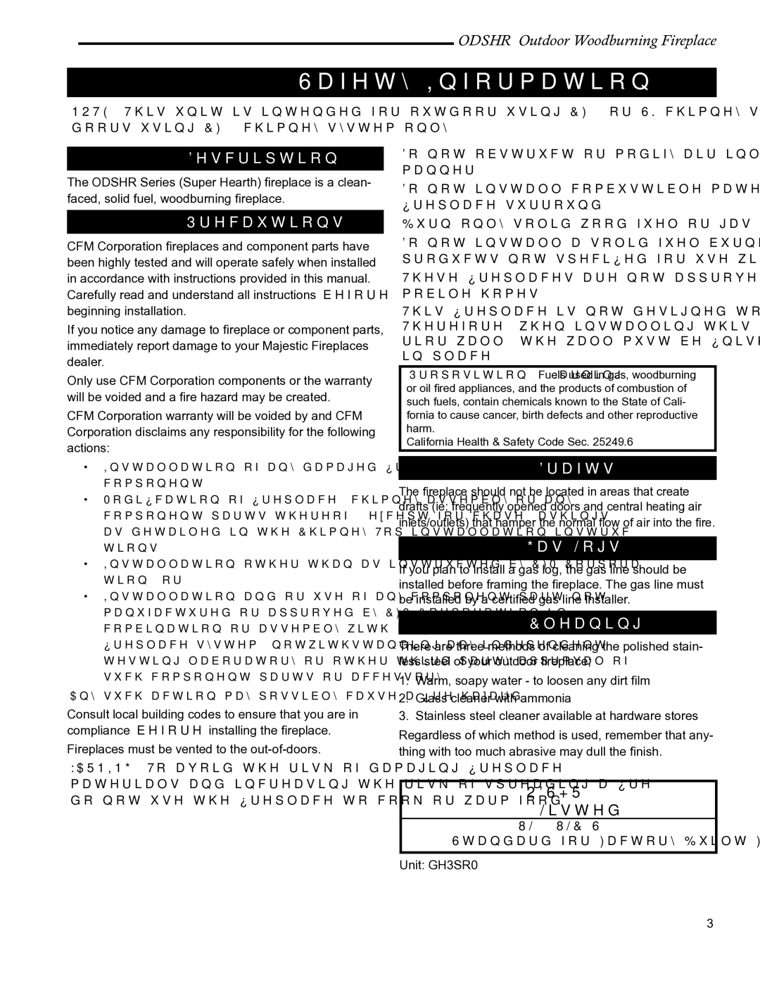 CFM Corporation ODSHR42 manual Safety Information 