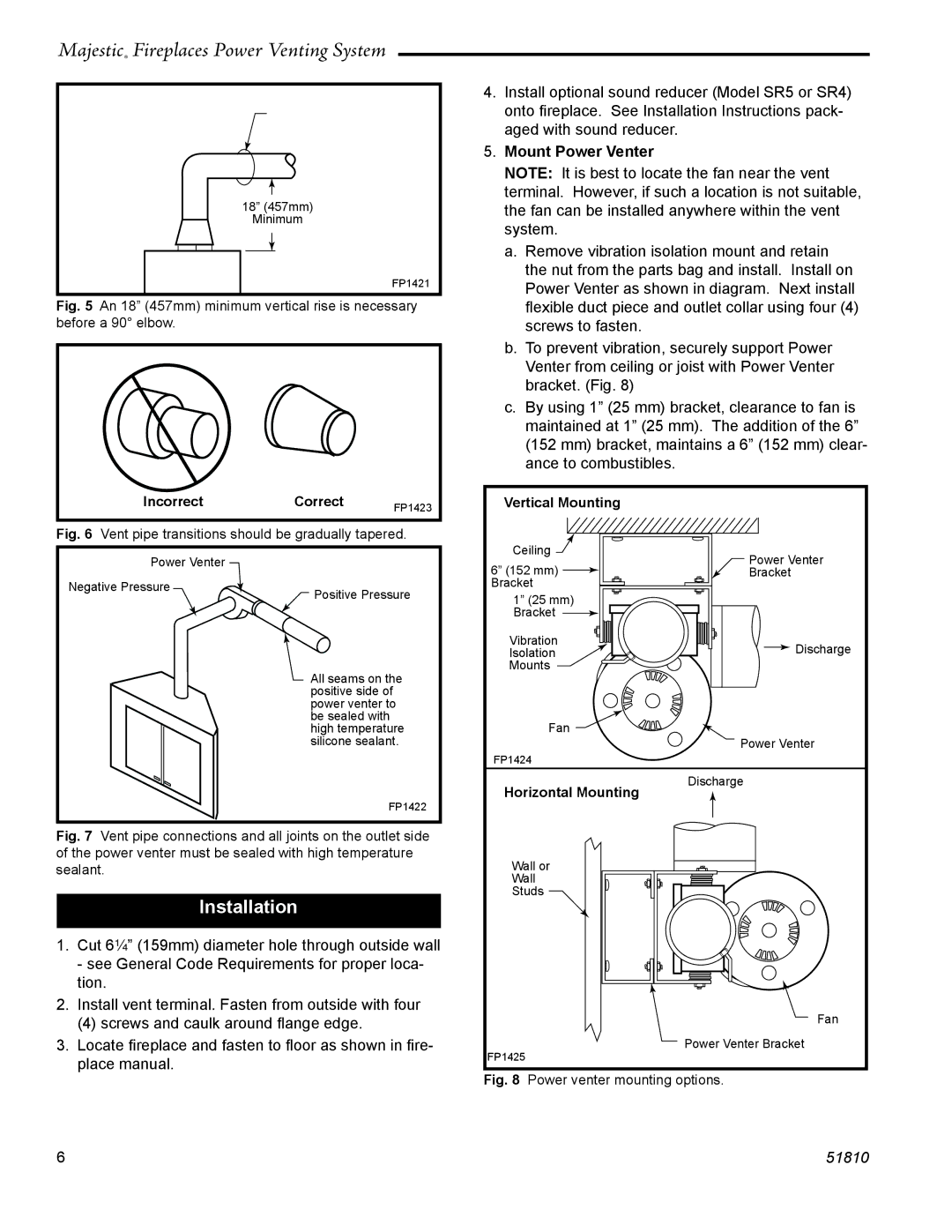 CFM Corporation PVS-1 manual Mount Power Venter, Vertical Mounting 