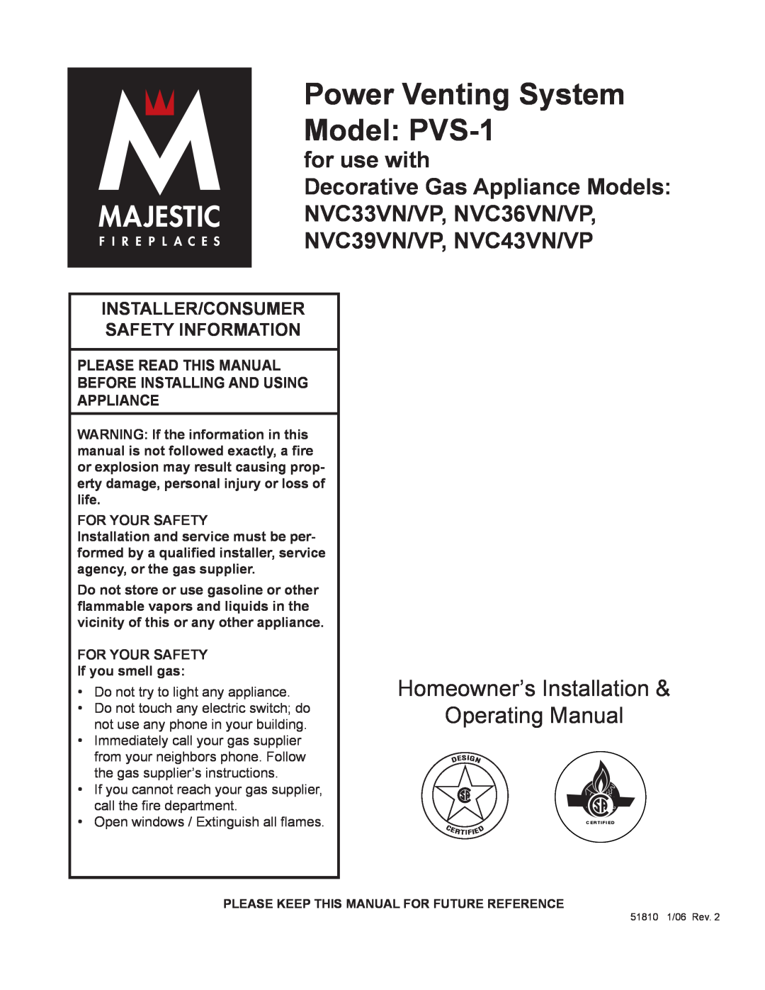 CFM Corporation PVS-1 manual Please Read This Manual Before Installing And Using Appliance, for use with 