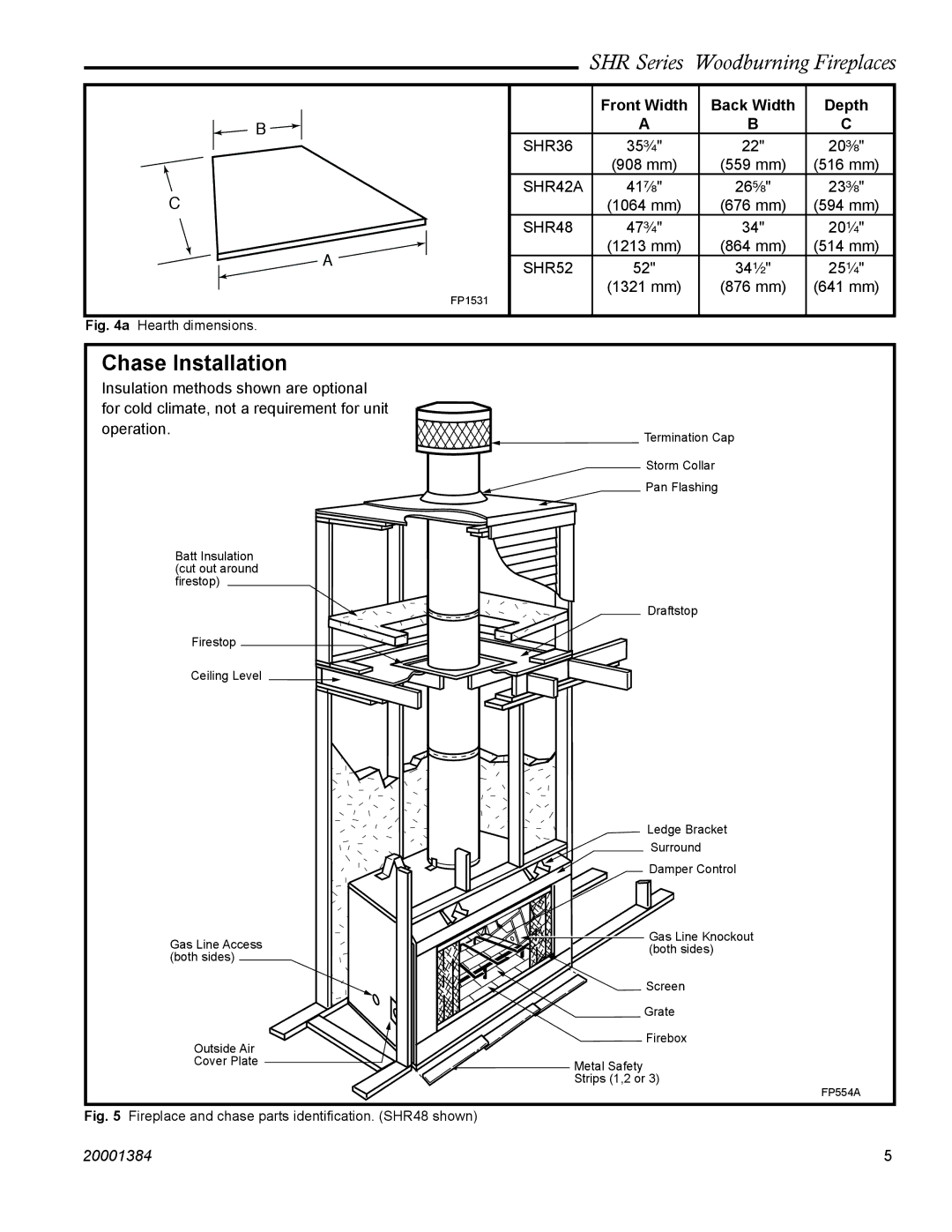 CFM Corporation SHR42A, SHR52, SHR48, SHR36 manual Chase Installation 