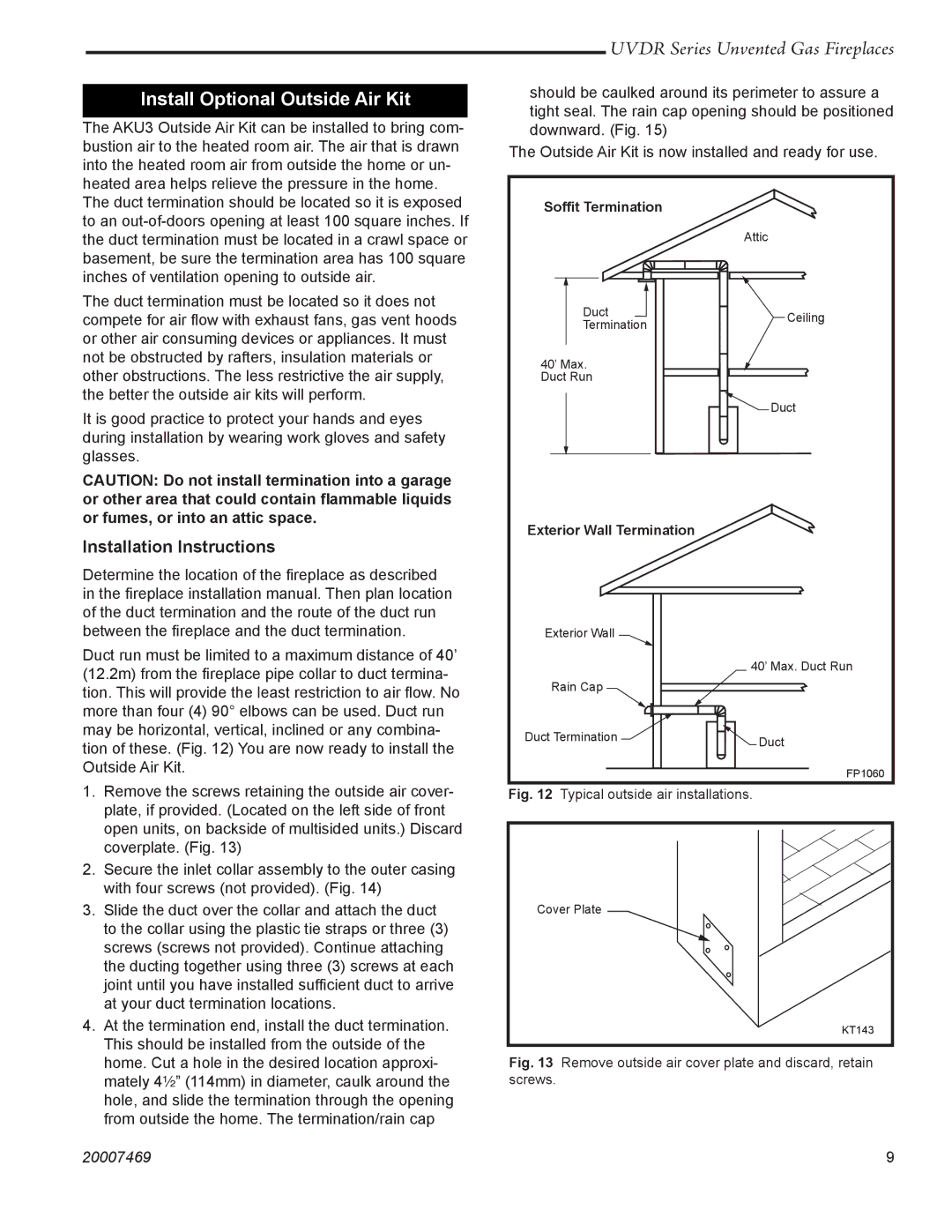 CFM Corporation UVDR36C, UVDR42C installation instructions Install Optional Outside Air Kit, Installation Instructions 